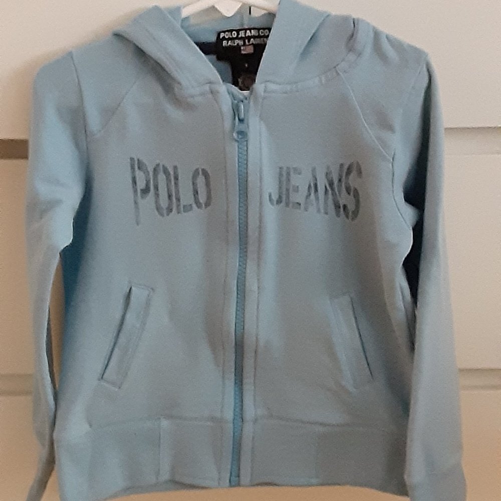 Polo Jeans - Ralph Lauren light blue hoodie size 6